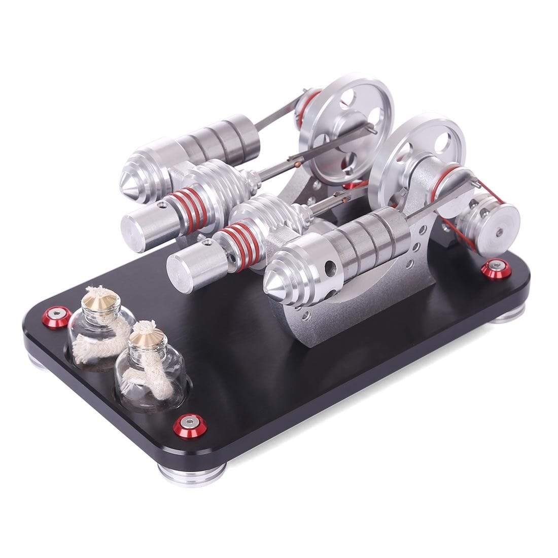 Stirling Engine Kit Micro Metal Double-Cylinder Parallel Bootable External Combustion Engine Model