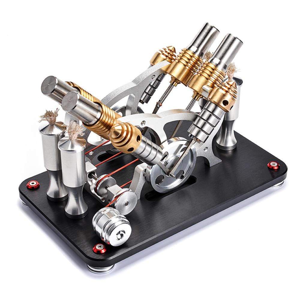 Stirling Engine Kit V4 4-Cylinder Parallel Micro External Combustion Engine Model
