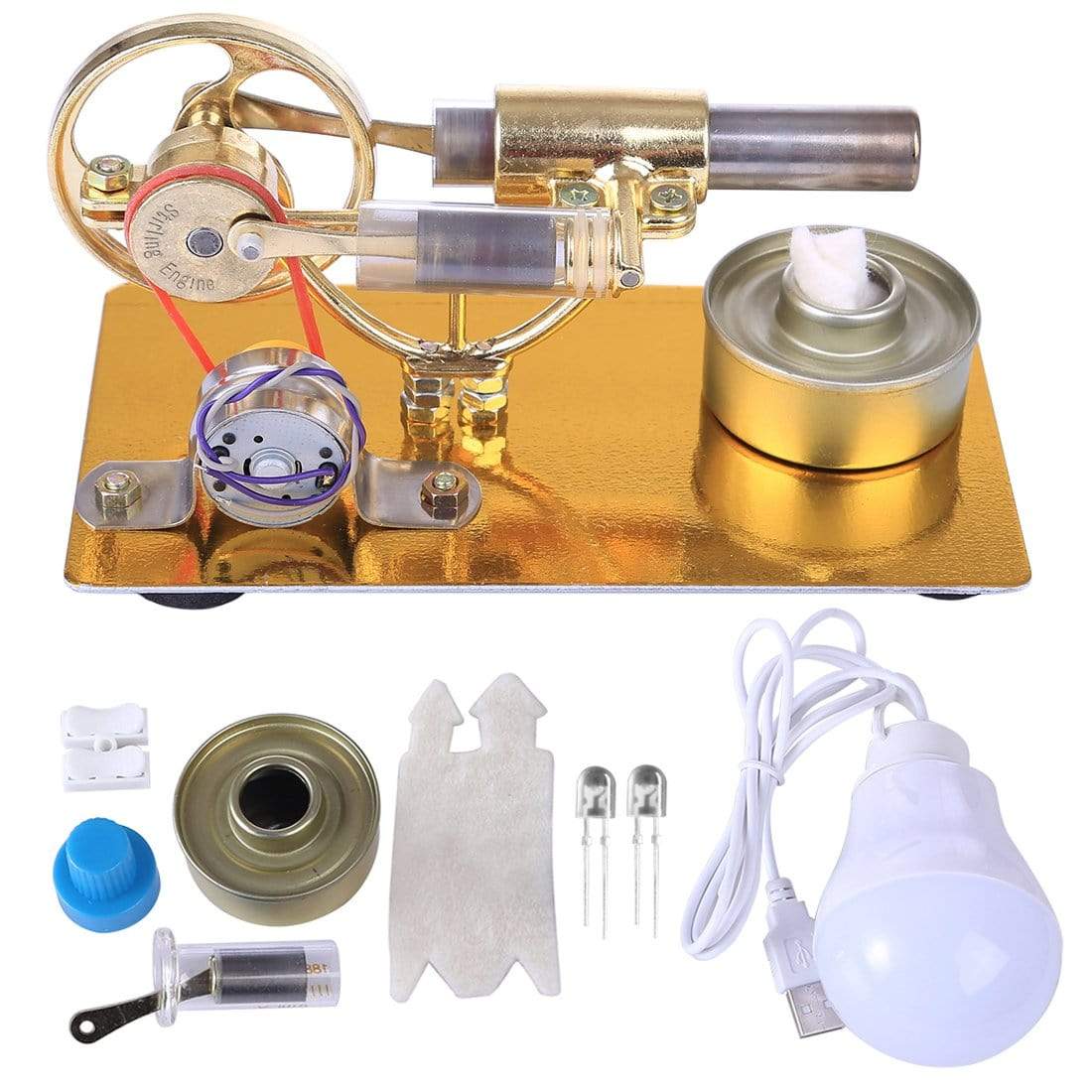Stirling Engine Model Physical Motor Power Generator External Combustion Educational Toy