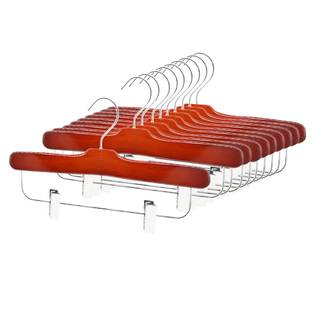 Perfecasa Cherry Wooden Pants Hangers 10 Pack