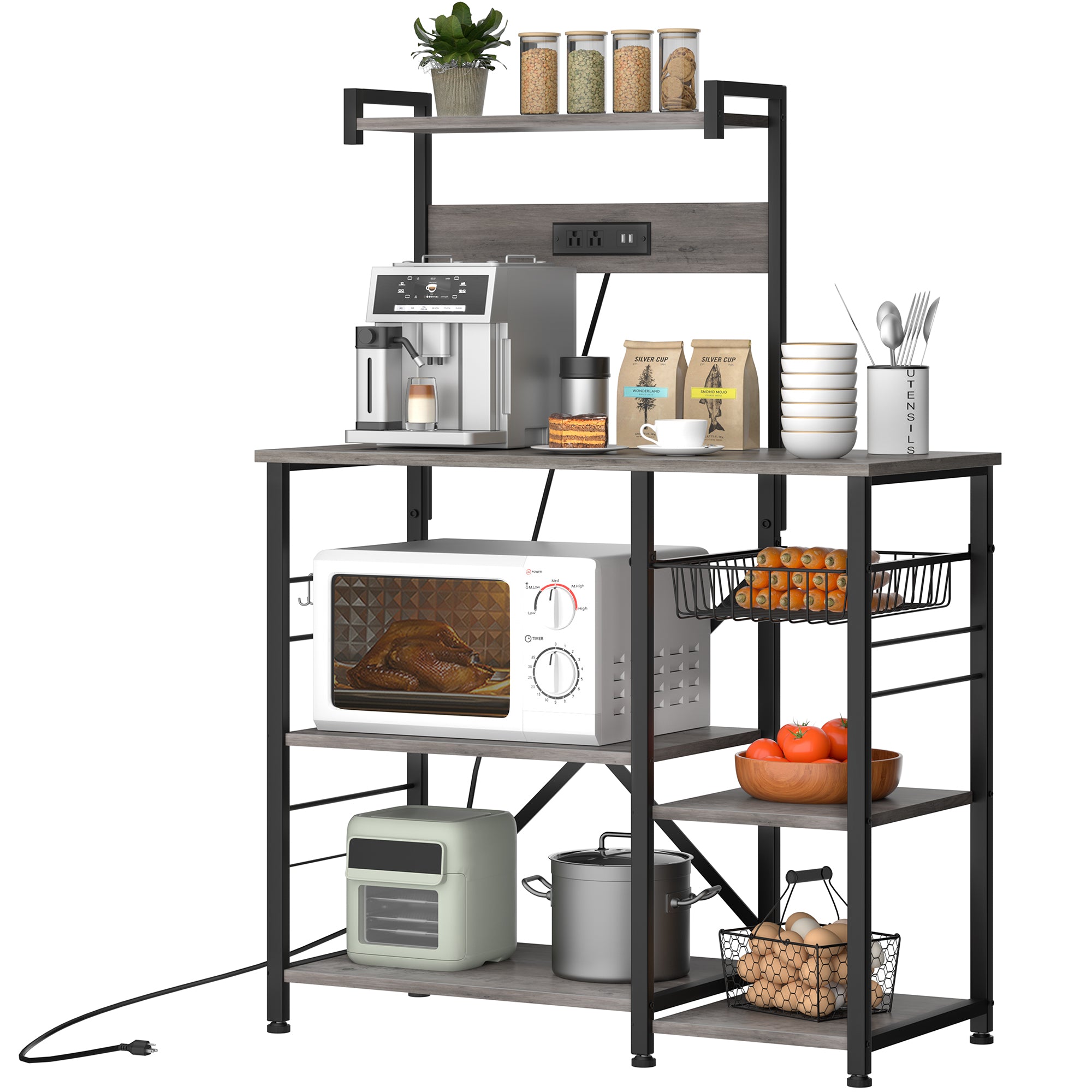 Walsunny Kitchen Baking Rack with Outle, Freestanding Kitchen Storage Rack Organizer