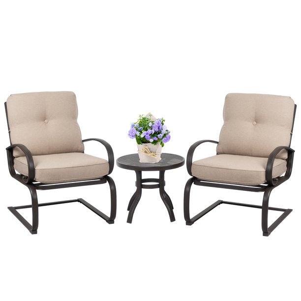 Walsunny 3 Pieces Outdoor Spring Metal Chair Set