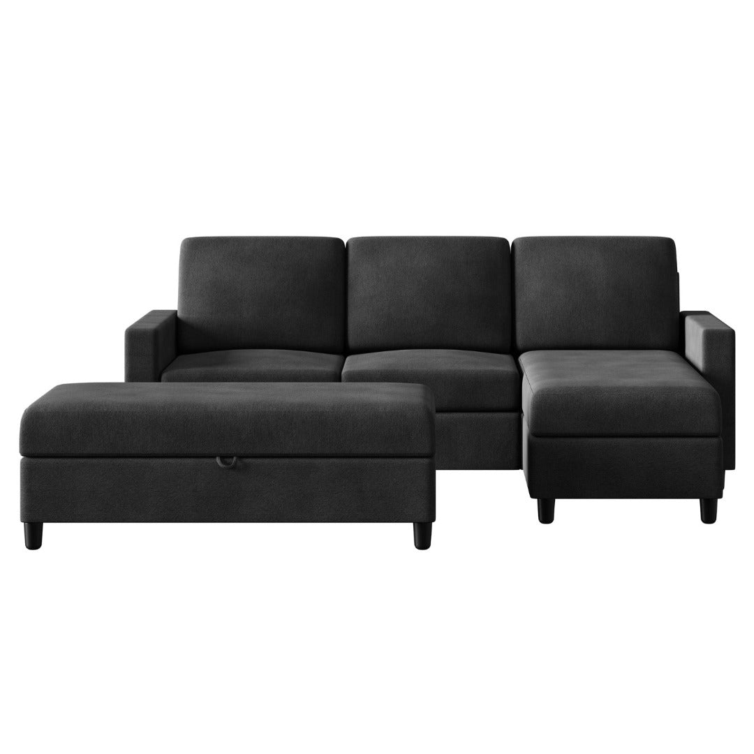 Walsunny 3-Seat L Shaped Modern Sectional Sofa With Long Storage Ottoman