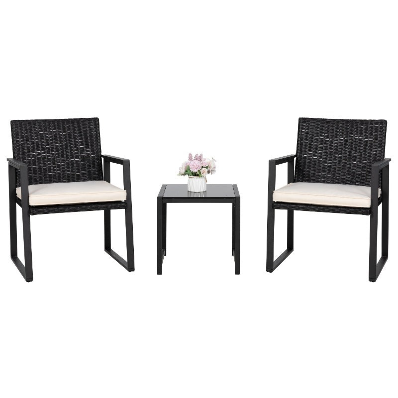 Walsunny Patio Furniture 3 Pieces Wicker Outdoor Bistro Chairs Set