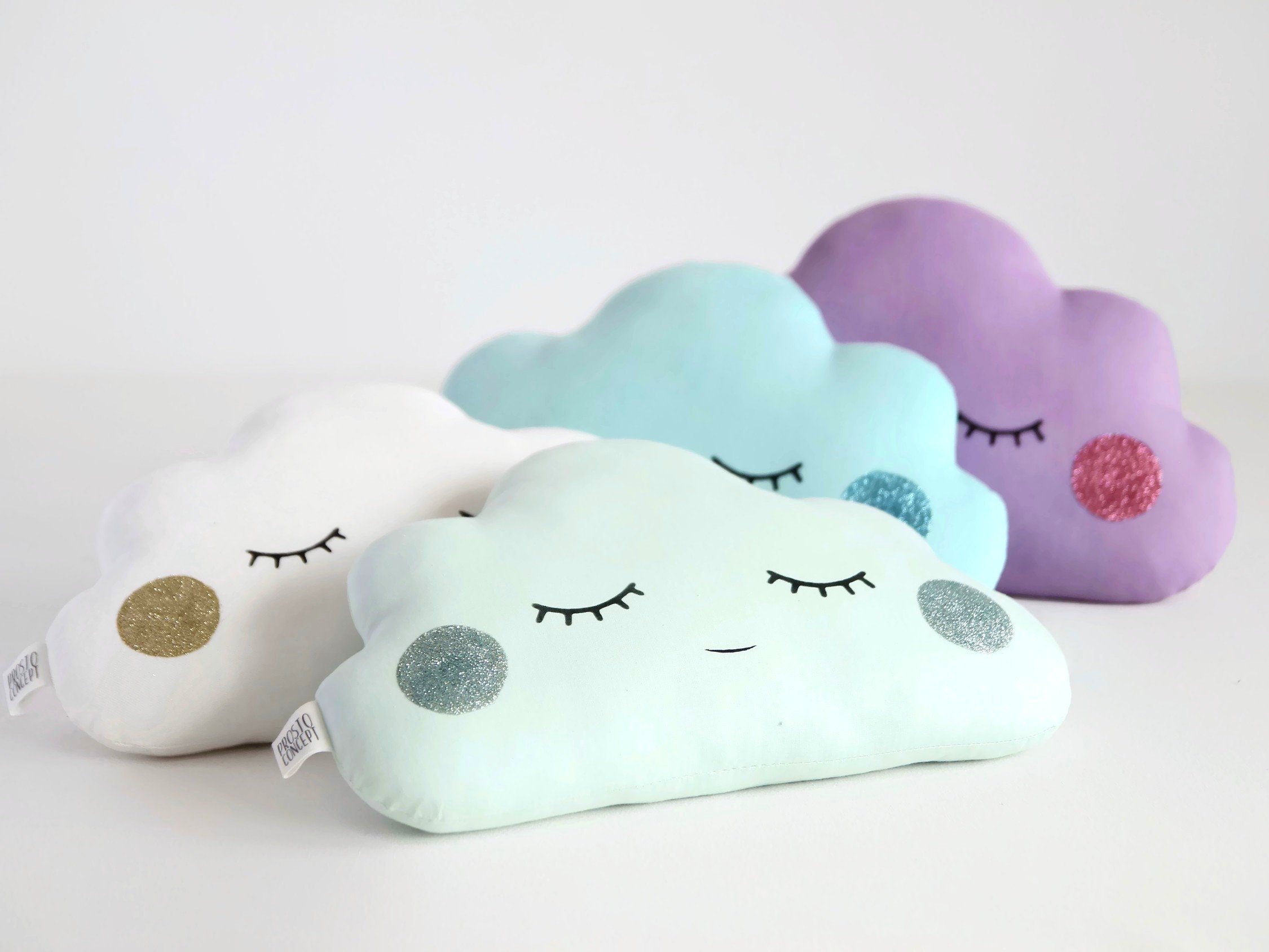 Small Cloud Pillow (5 colors) with Glitter Cheeks