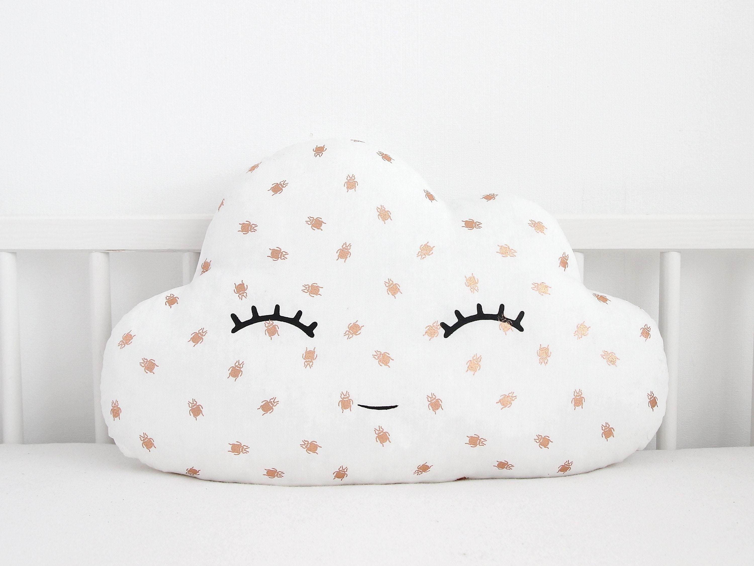 White with Golden Scarabs Cloud Pillow