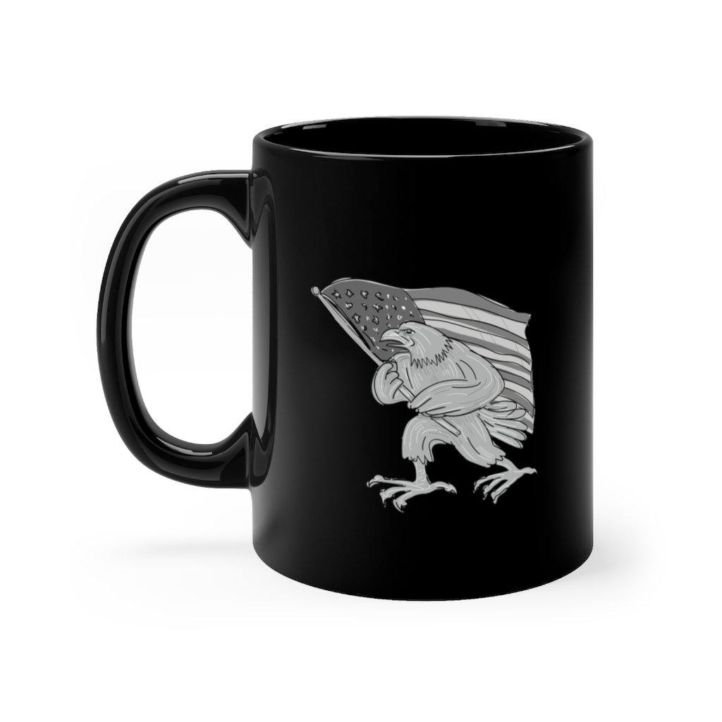 American flag & Eagle Black mug 11oz
