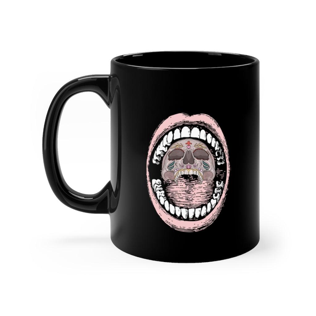 skull in mouth 11oz  Black mug