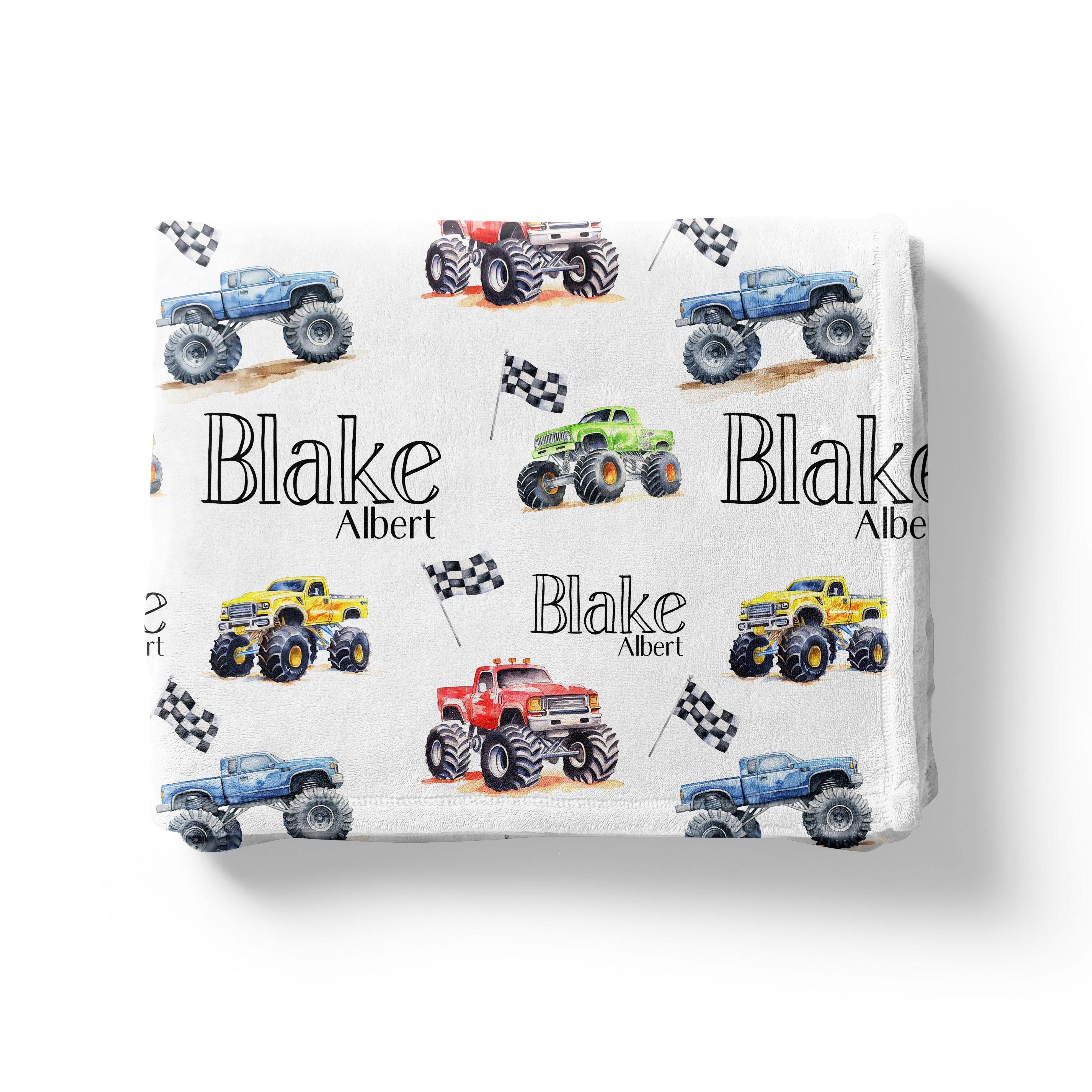 Monster Truck Custom Name Blanket