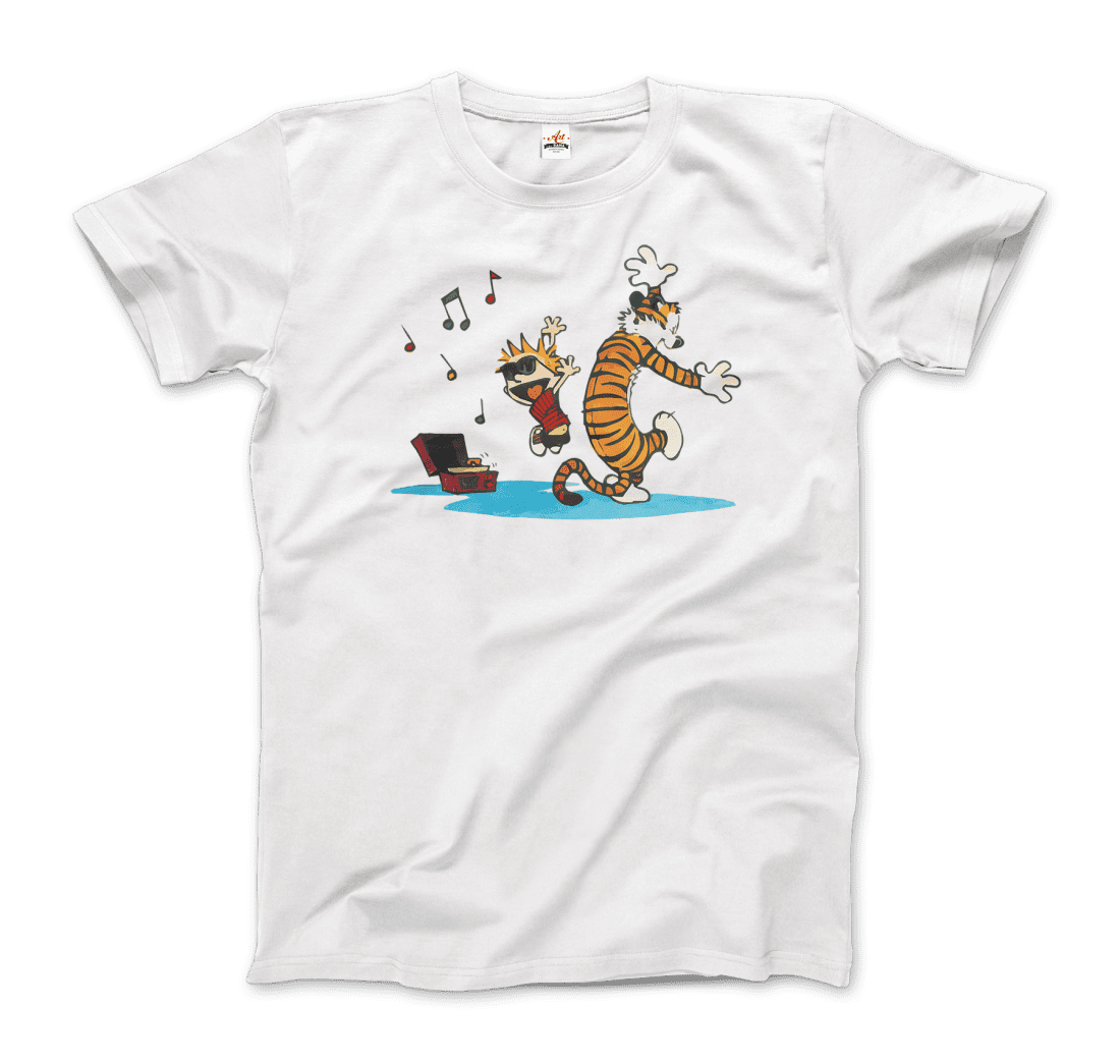 Calvin and Hobbes Dancing with Record Player T-Shirt