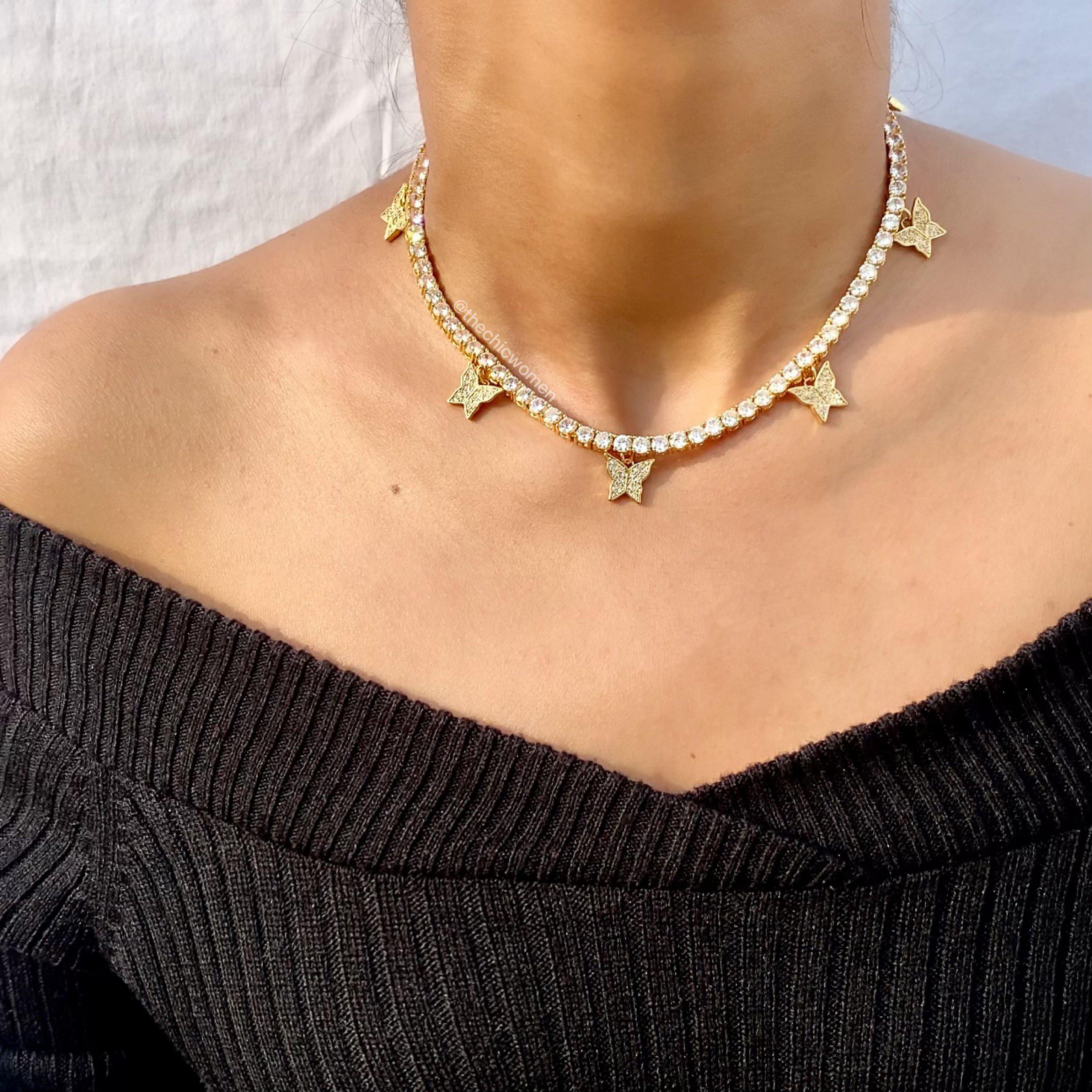 Icy Butterfly Tennis Necklace