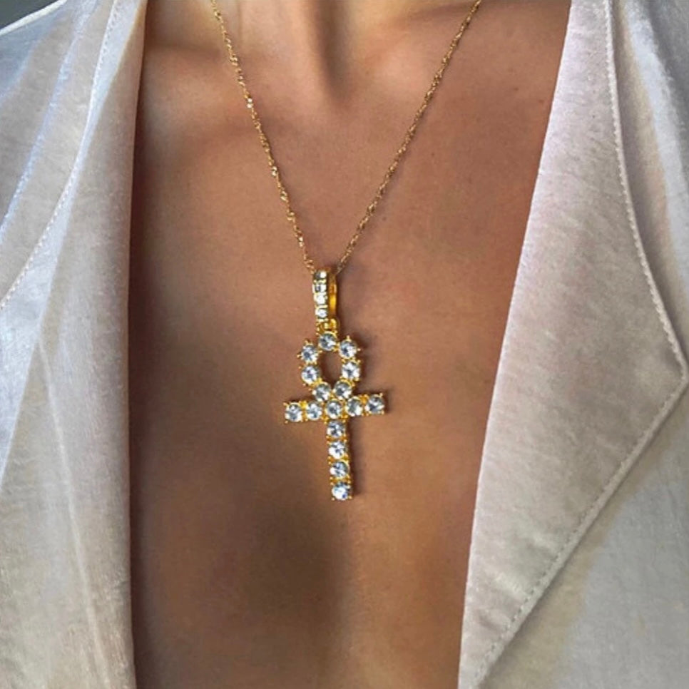 Icy Ankh Cross Necklace