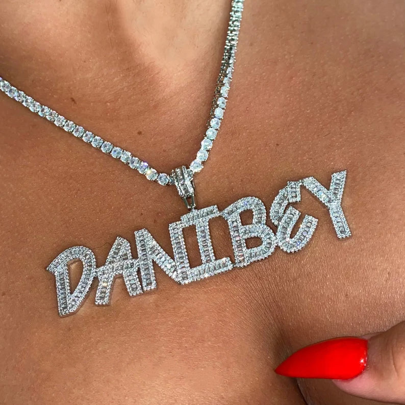 Icy Baguette Name Necklace