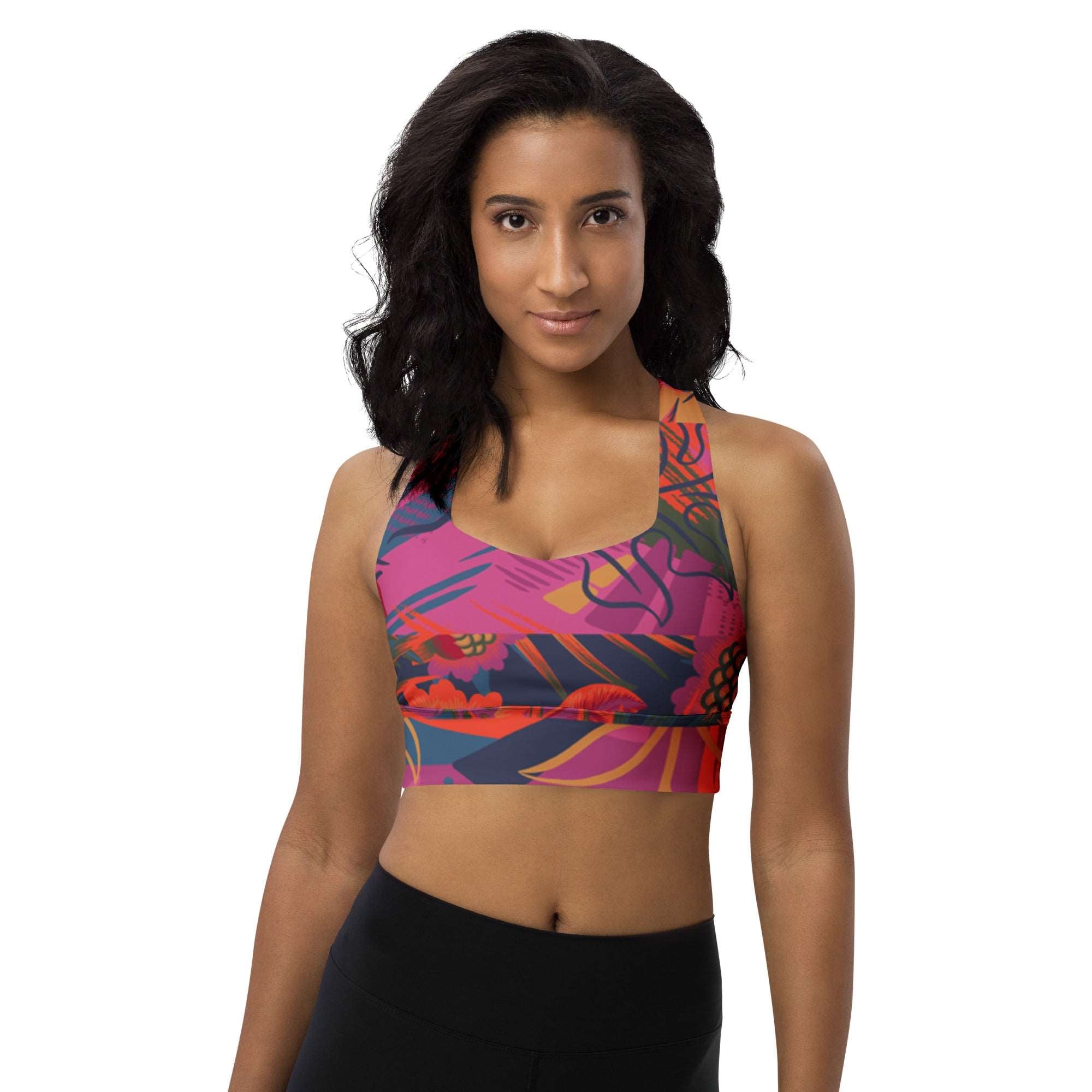 Tropical Magenta Racerback Sports Bra