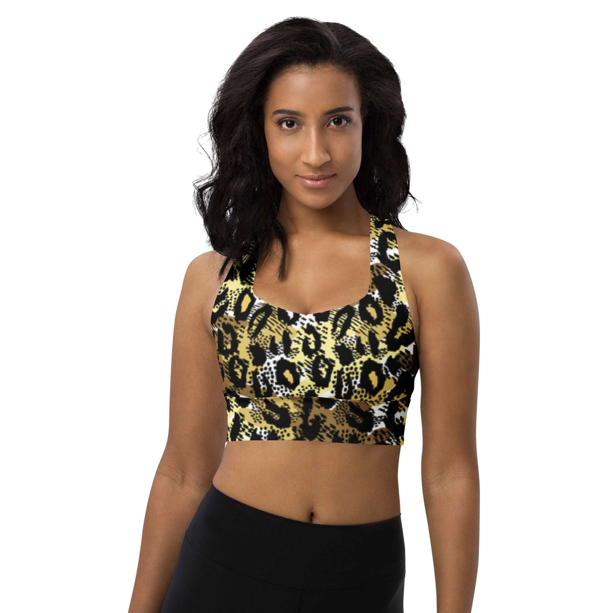 Leopard Black & Gold Racerback Sports Bra