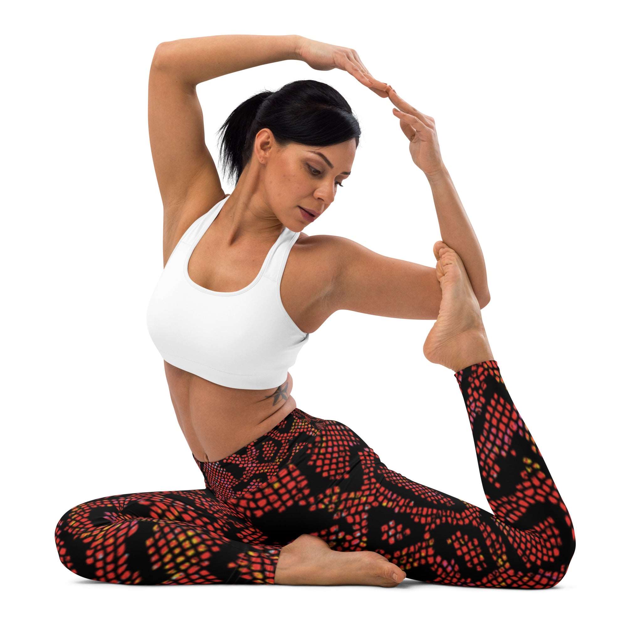 Snakeskin Black & Red Yoga Leggings