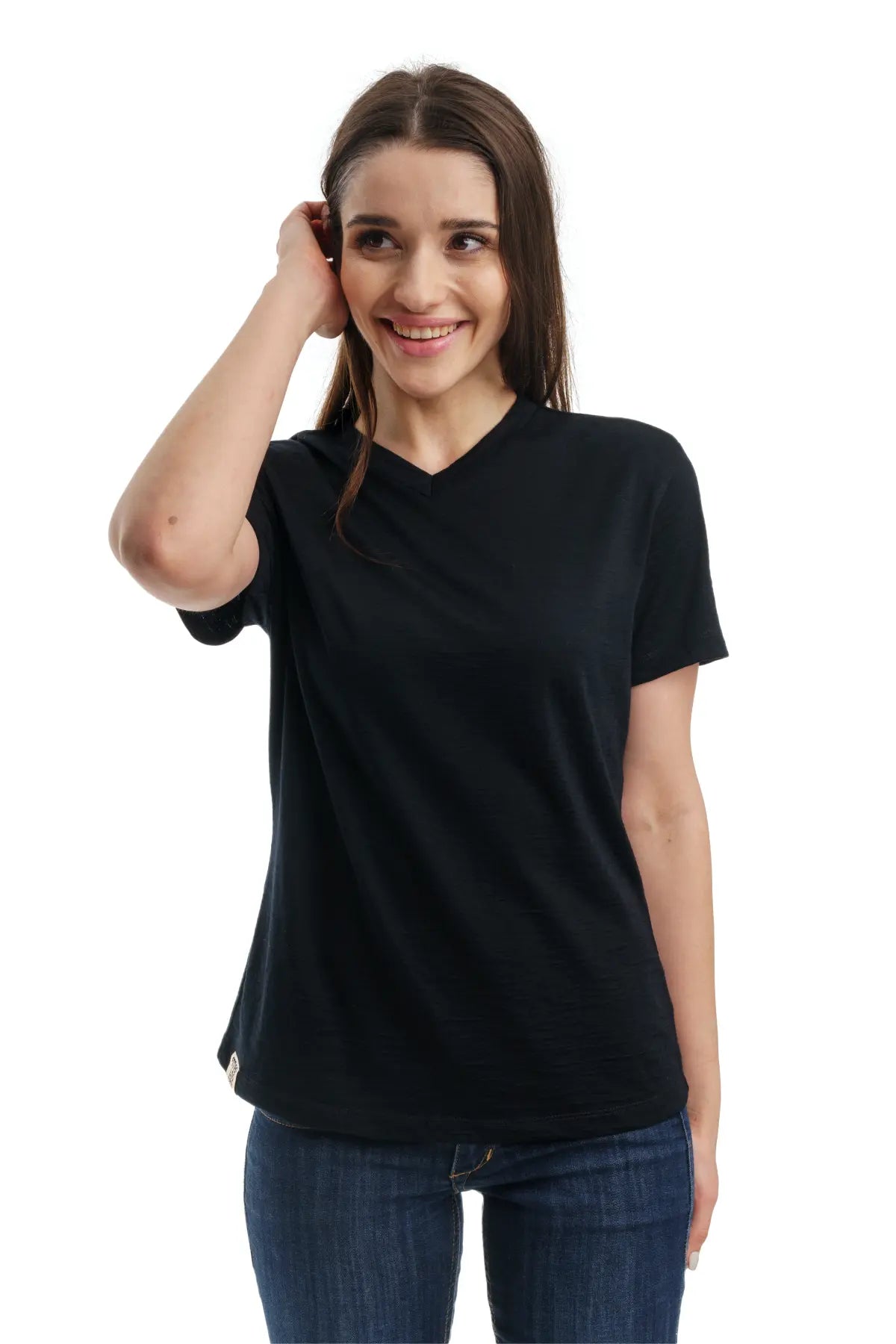 Women's Merino T-shirt 165 Black | V-Neck (+socks)