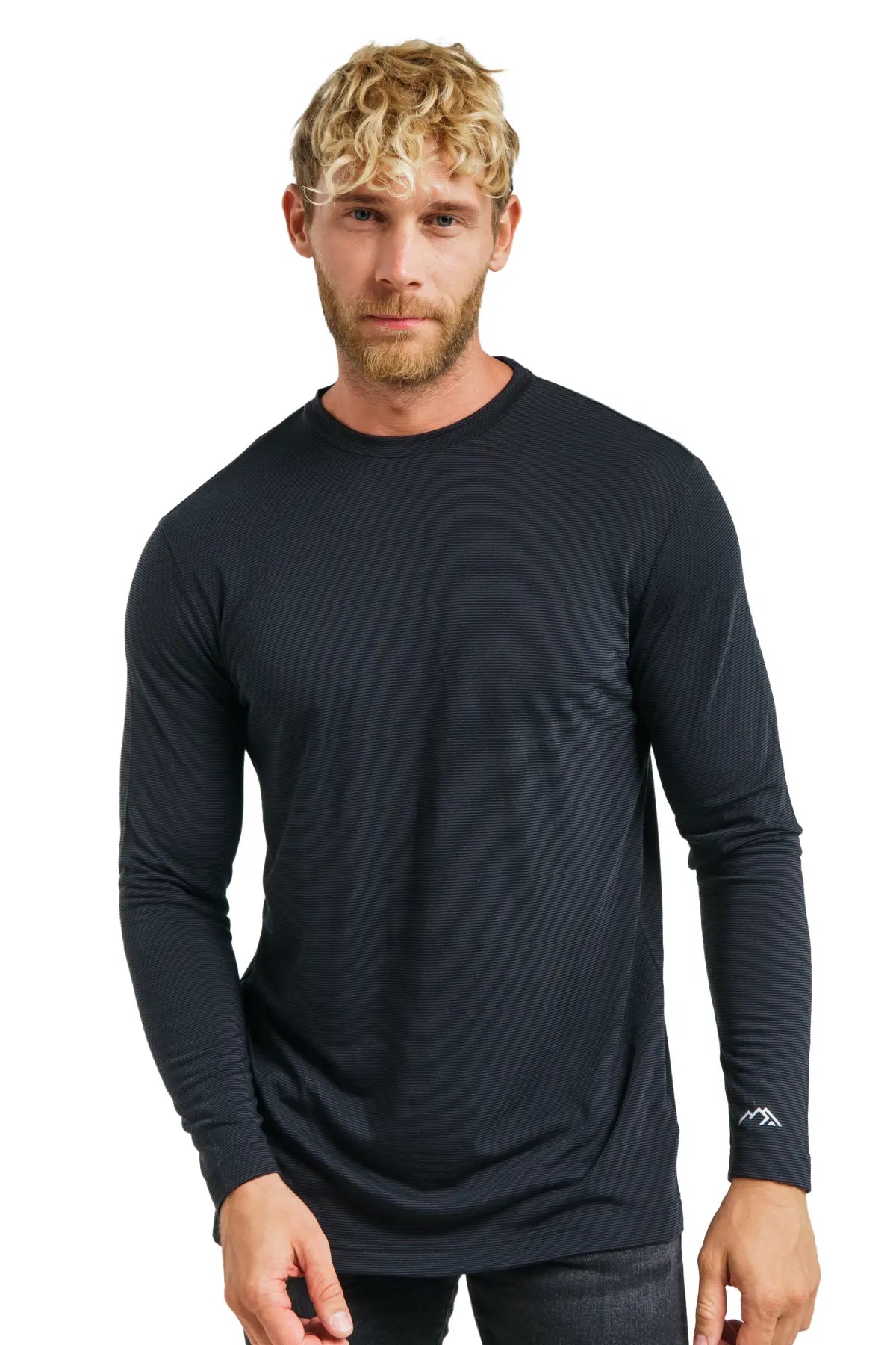 Men's Merino Long Sleeve 165 Striped Black