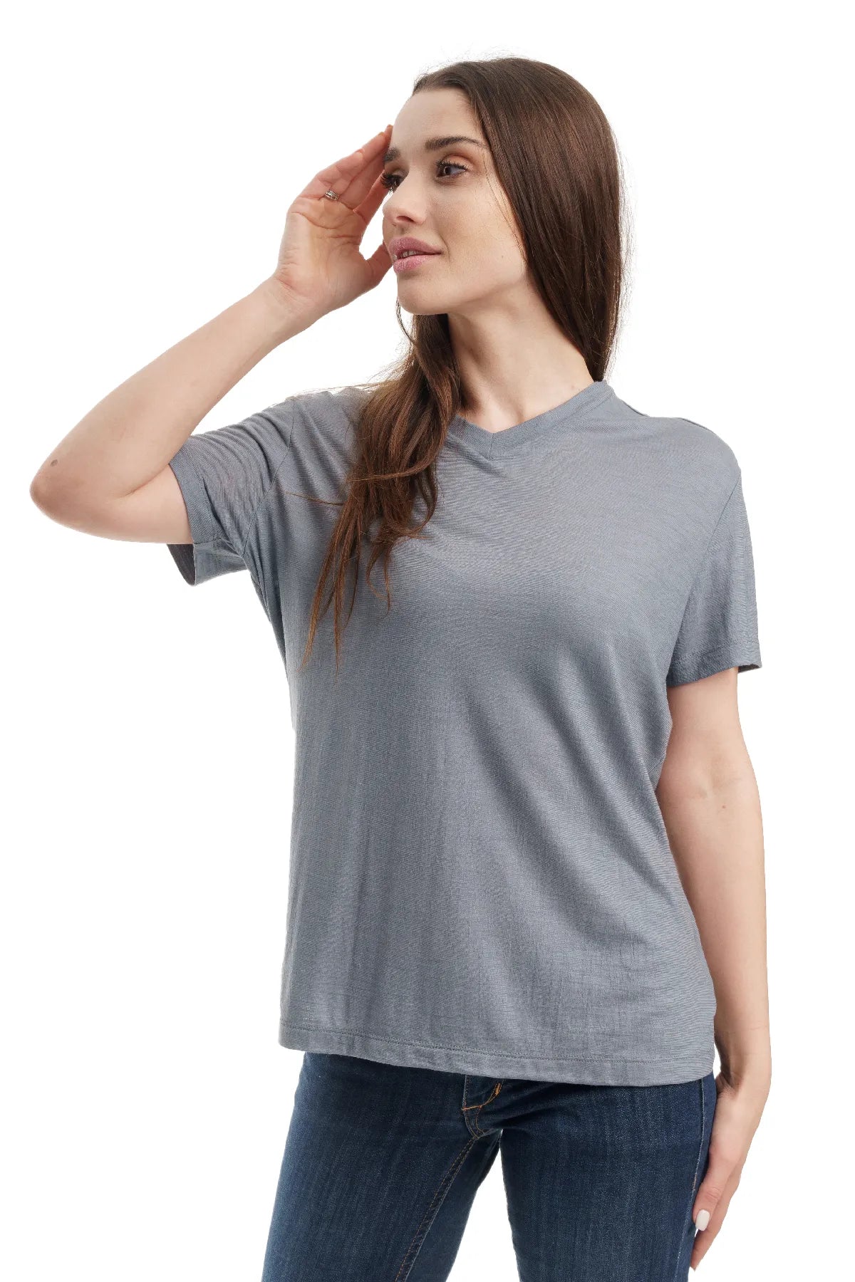 Women's Merino T-shirt 165 Grey | V-Neck (+socks)