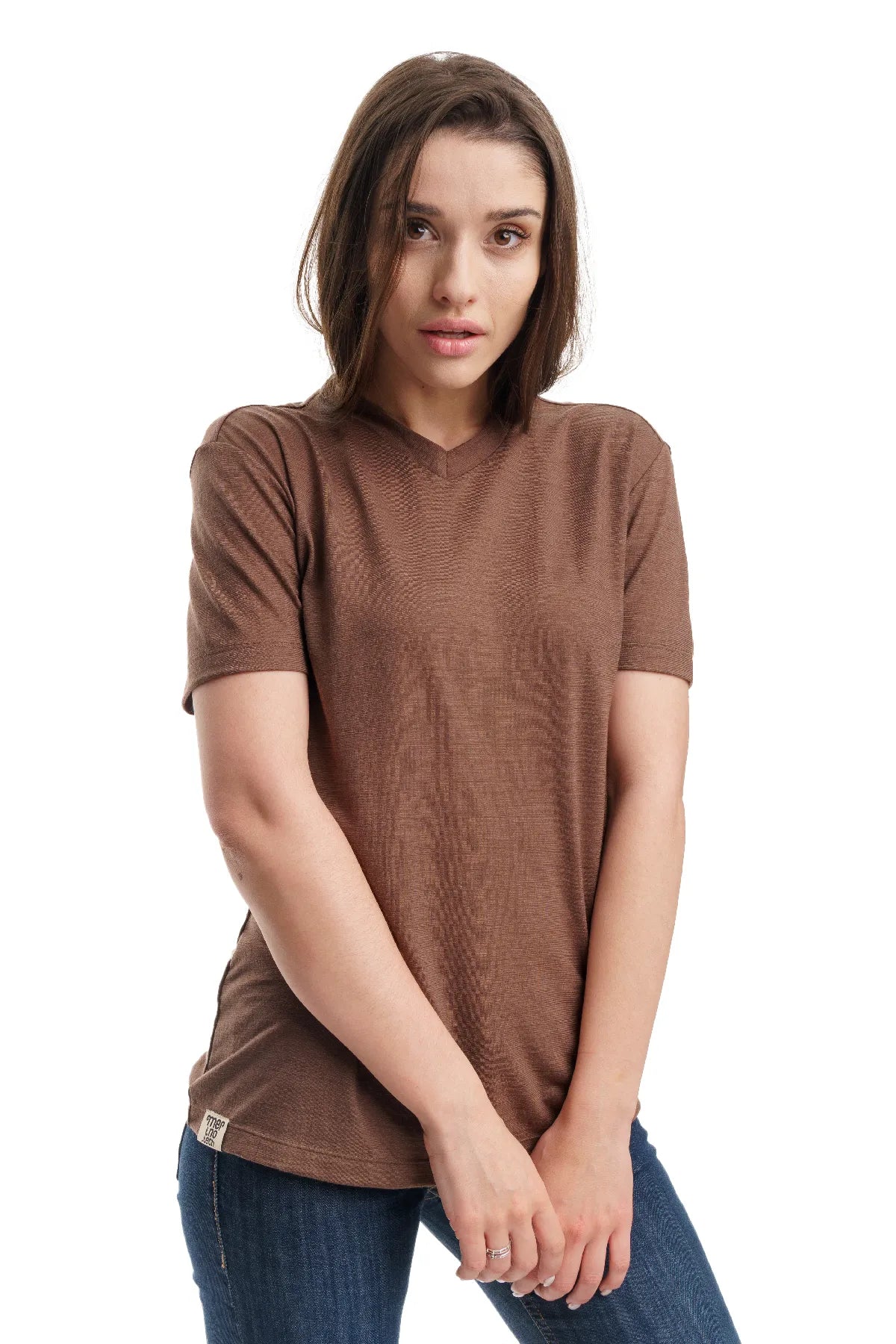 Women's Merino T-shirt 165 Chocolate | V-Neck (+socks)