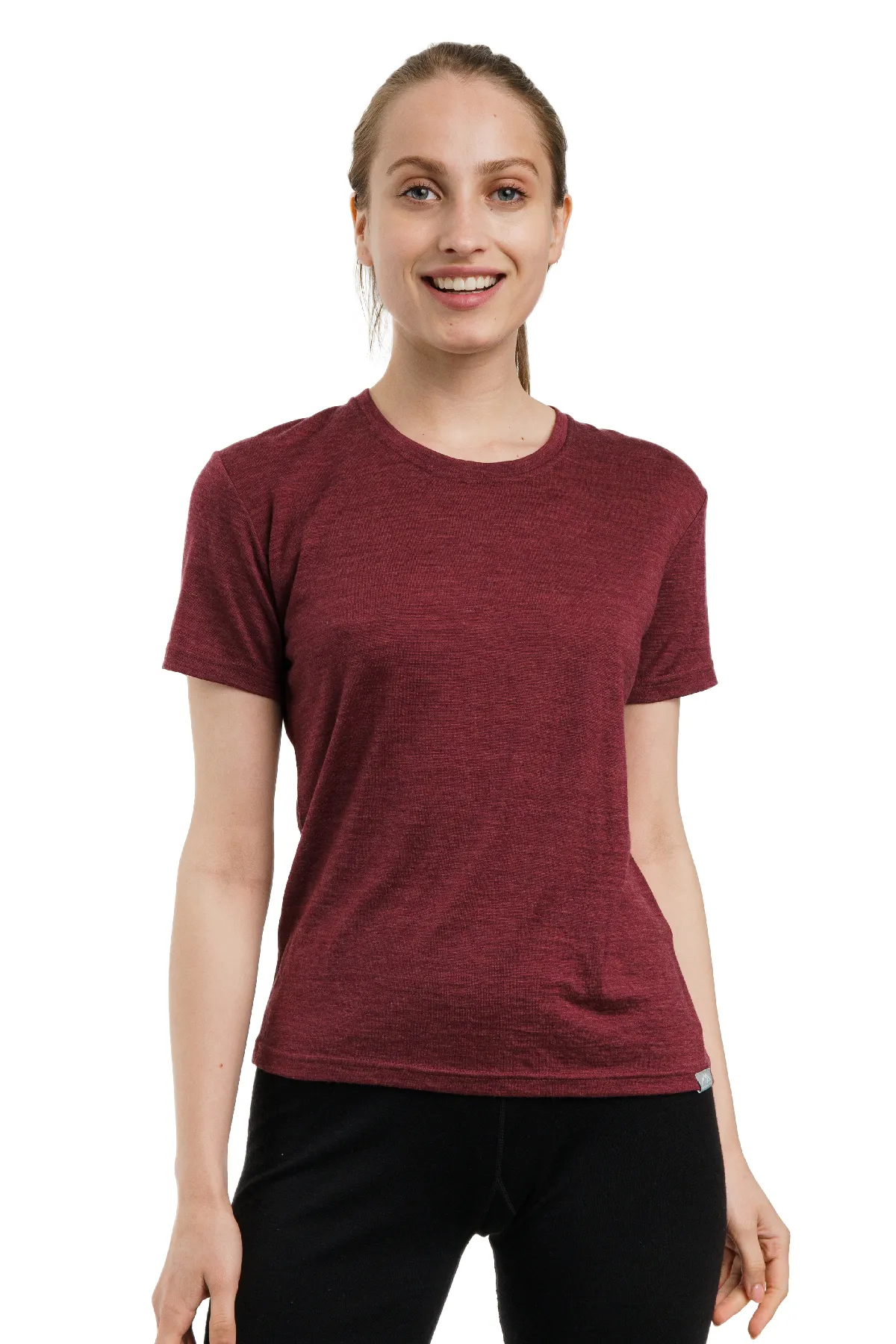 Women's Merino T-shirt 165 Burgundy | Crewneck (+socks)