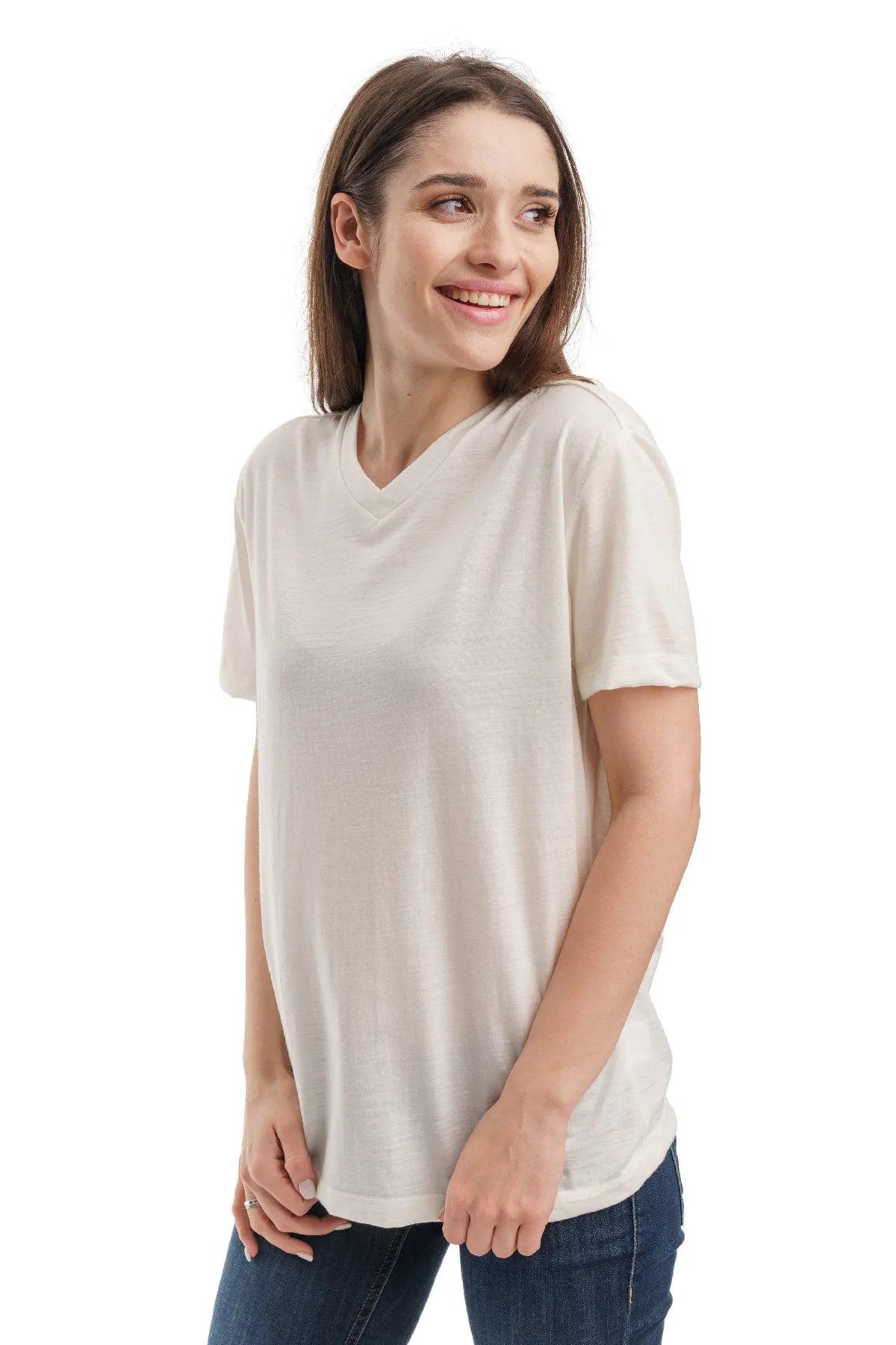 Women's Merino T-shirt 165 Creamy | V-Neck (+socks)