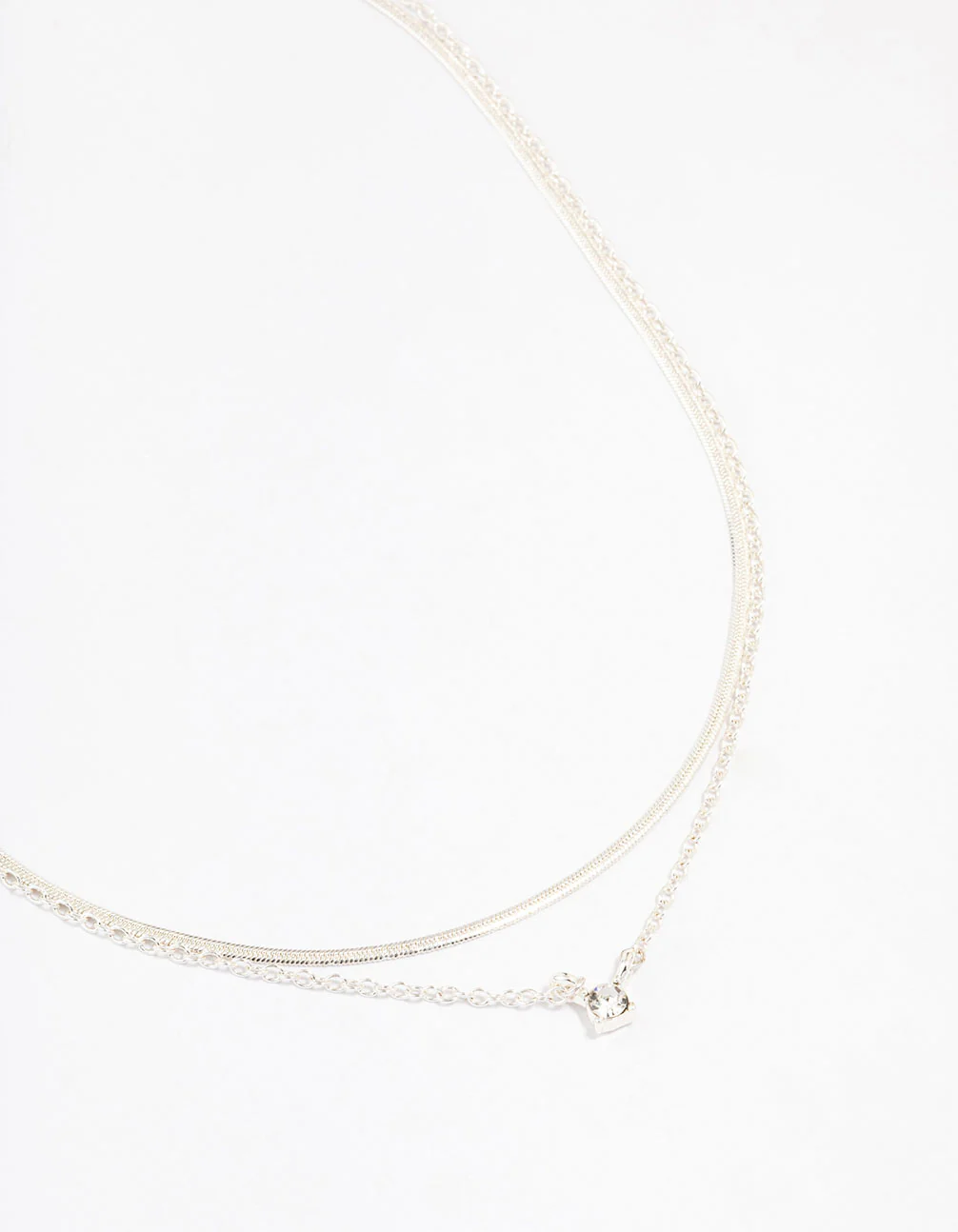 Silver Plated Double Diamante Slinky Chain Necklace