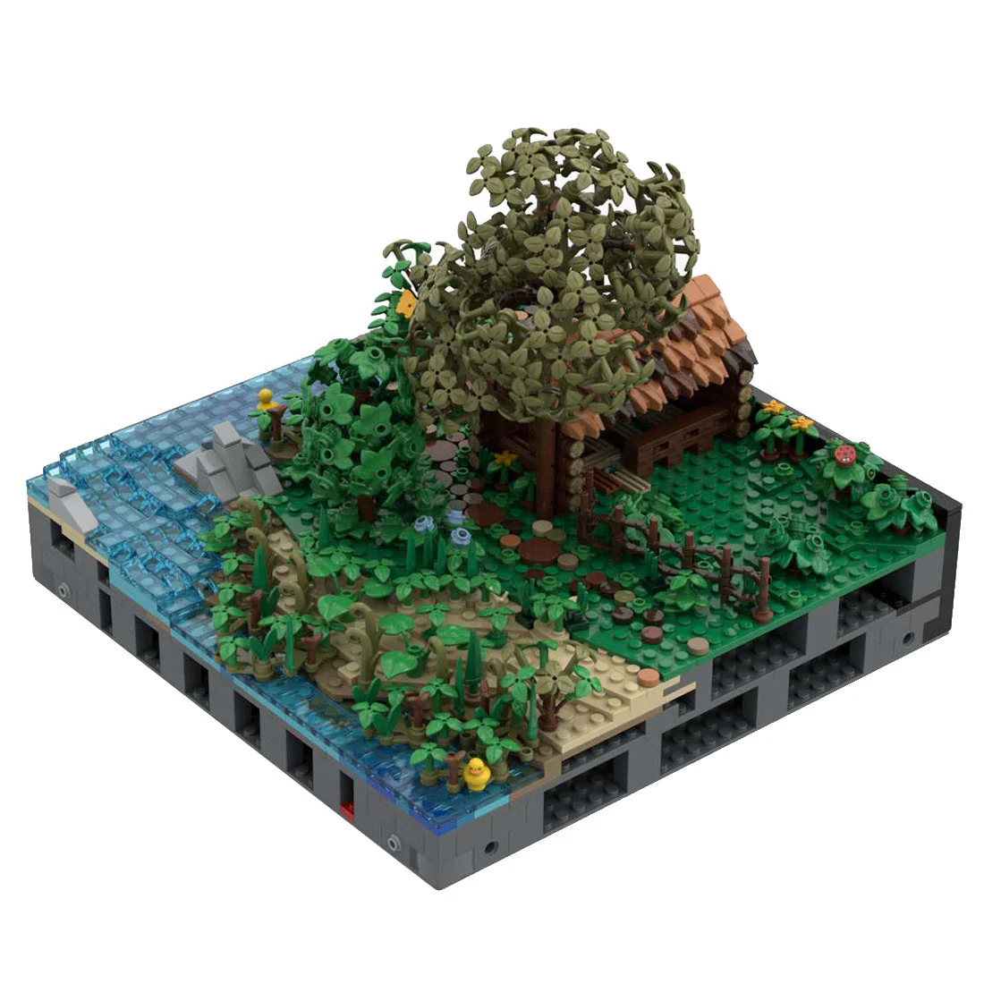 MOC-131118 A3 – Landschaft mit Bäumen und Schafunterstand Klemmbausteine