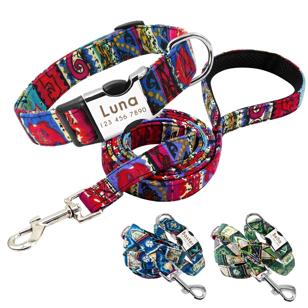 Attractive Personalised Dog Collar & Leash Set