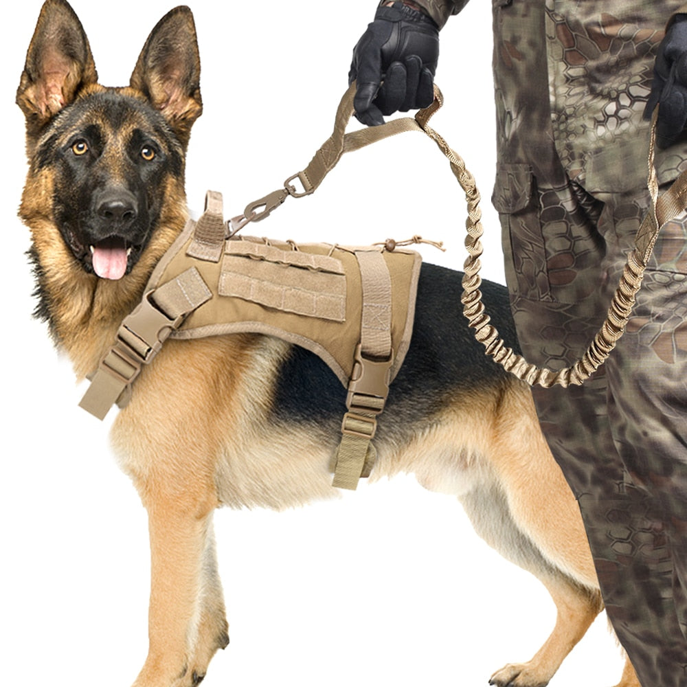 Military Style Dog Harness Vest Set With Handle