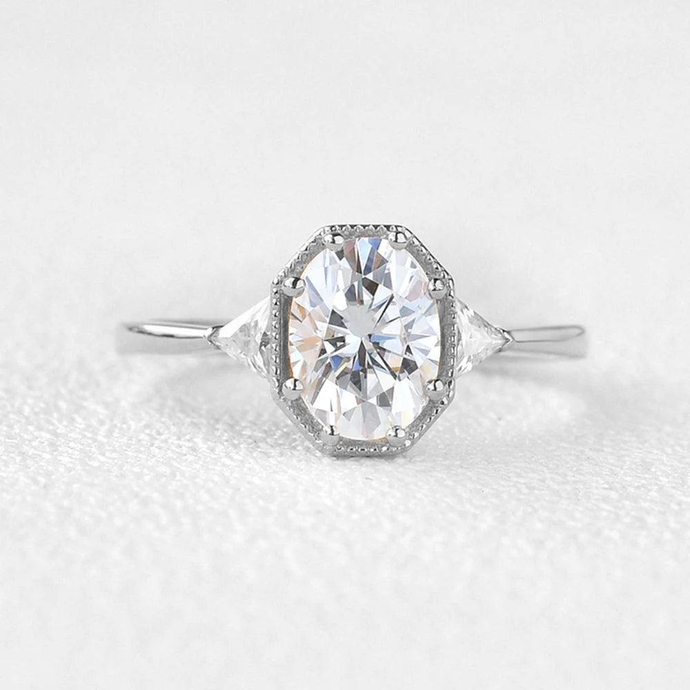 1.5ct Geometric Moissanite Three-stone Vintage Ring