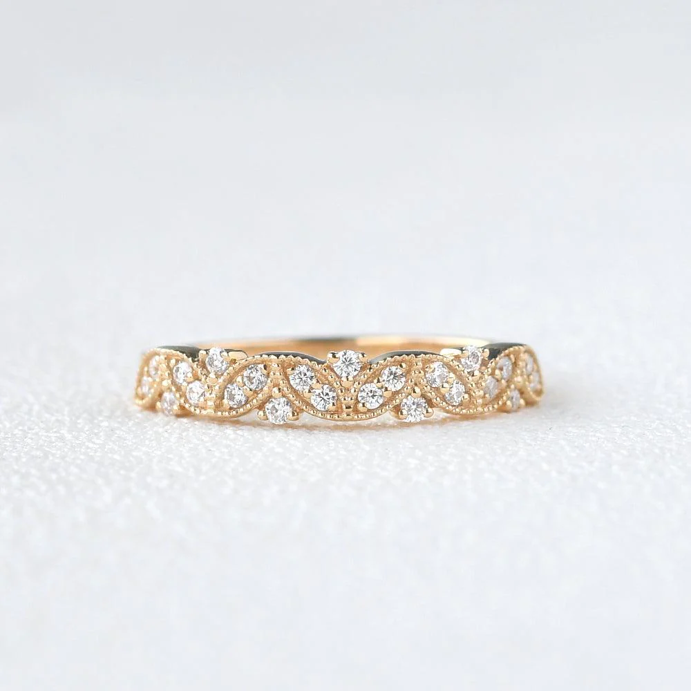 Moissanite Stacking Solid Gold Ring