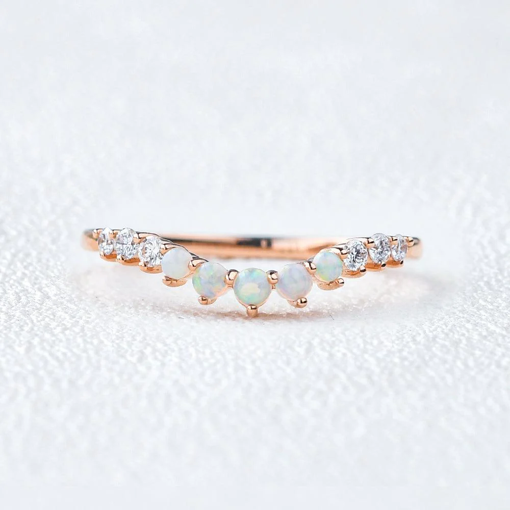 Natural Opal Cluster Rose Gold Ring