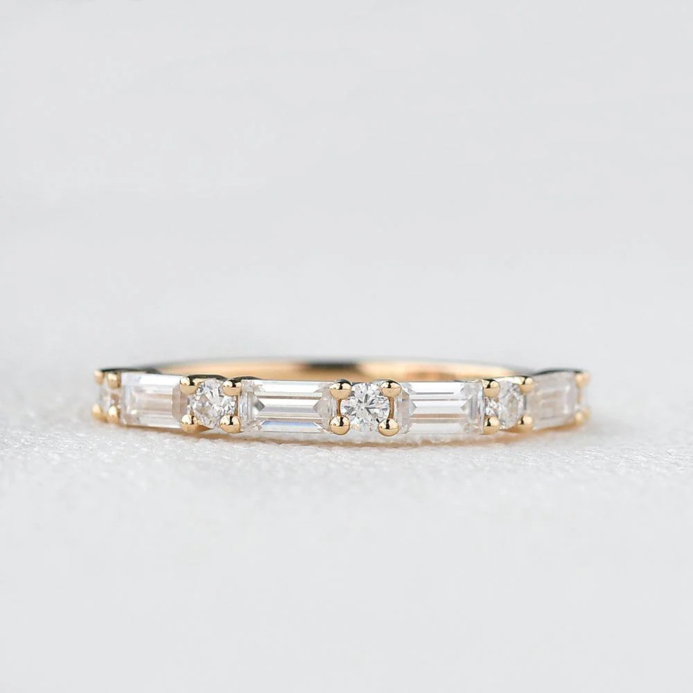 Moissanite Band Yellow Gold  Antique Ring