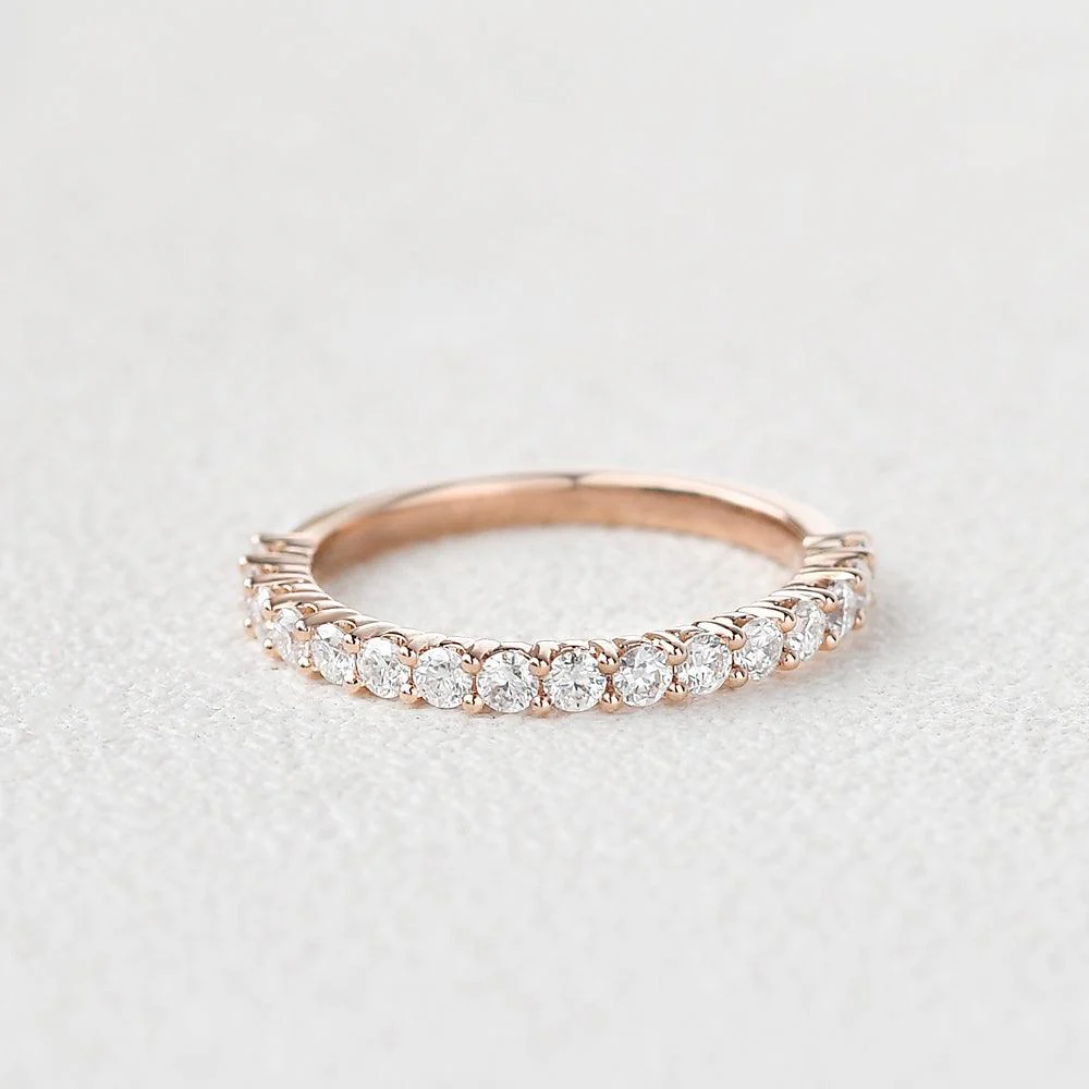 Minimalist Moissanite Half Eternity Stacking Ring