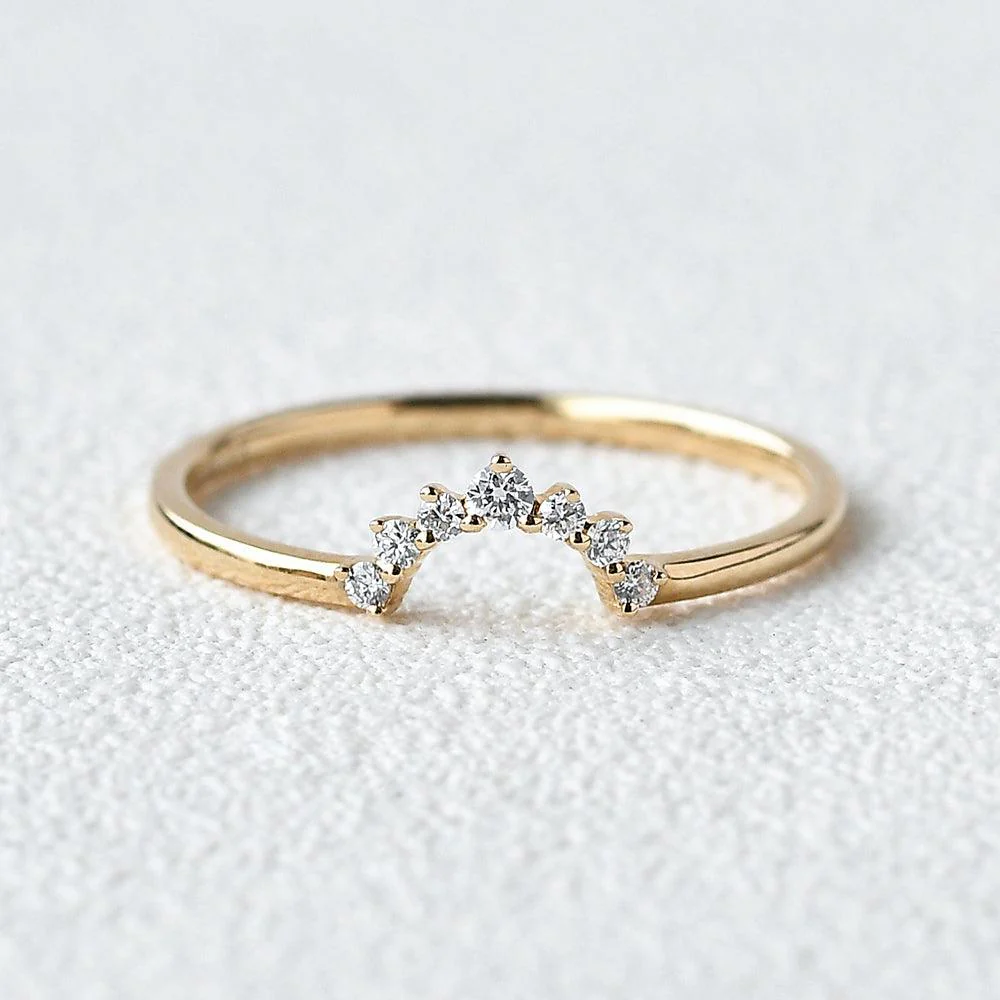 Half Moon Moissanite Curved Stacking Ring