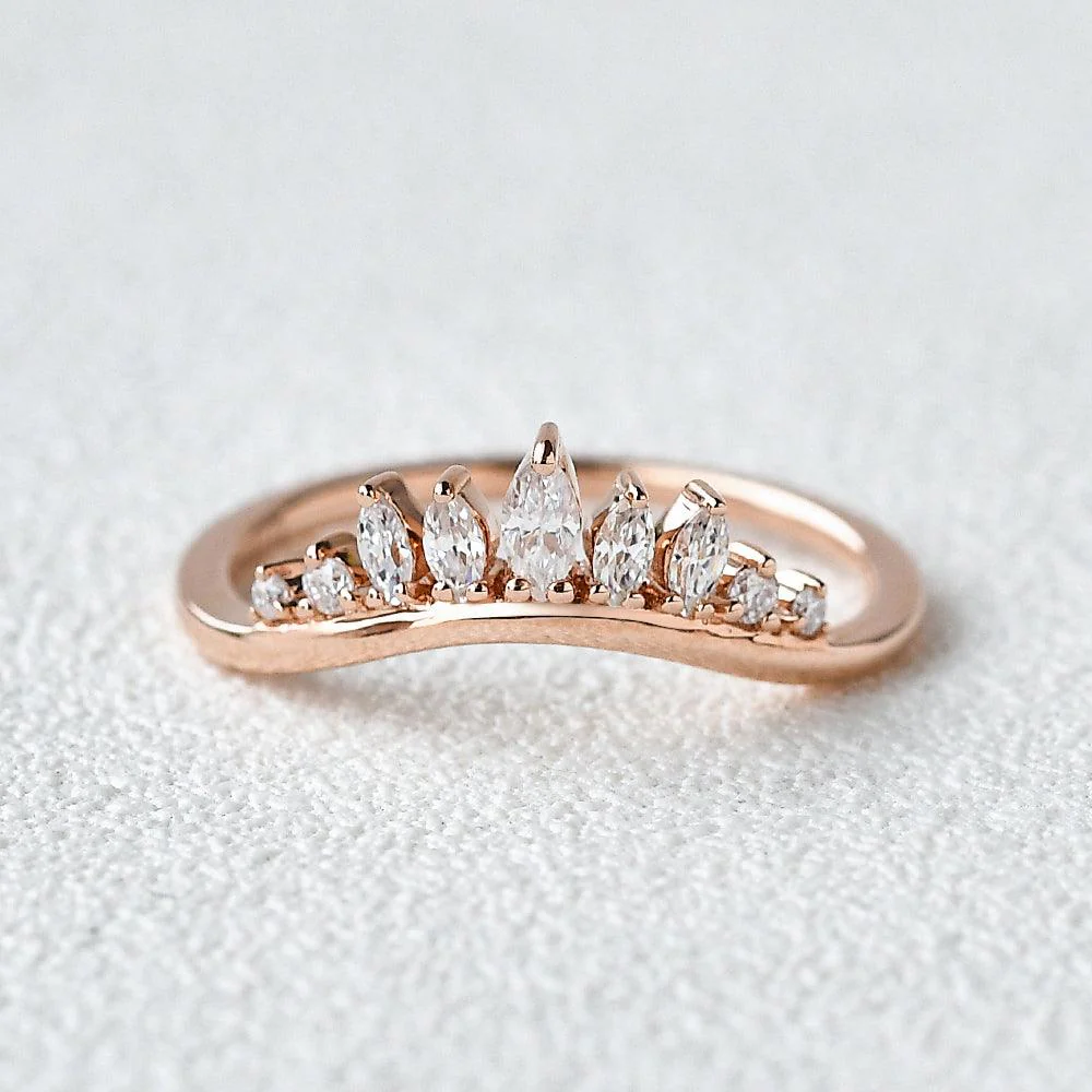 Moissanite Band Stacking Curved Ring