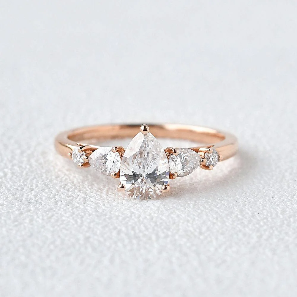 Pear Shaped Moissanite Rose Gold Ring