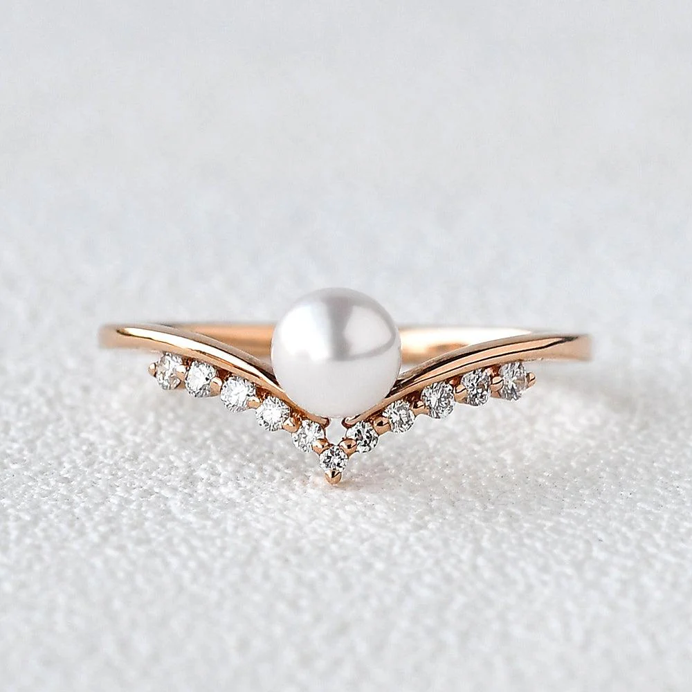 Pearl Vintage Cluster Rose Gold Ring