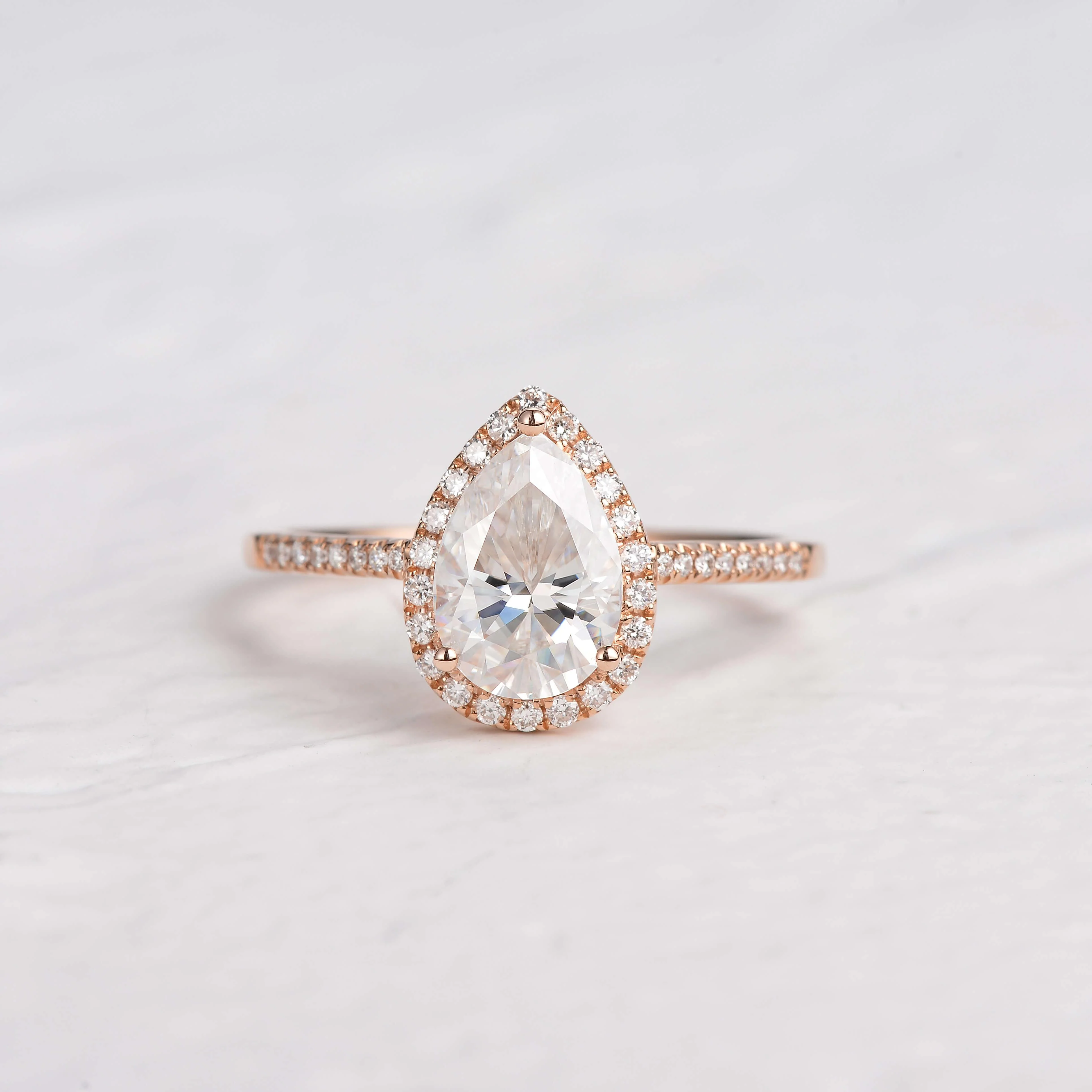 Aura Pear Shaped Moissanite Gold Engagement Ring