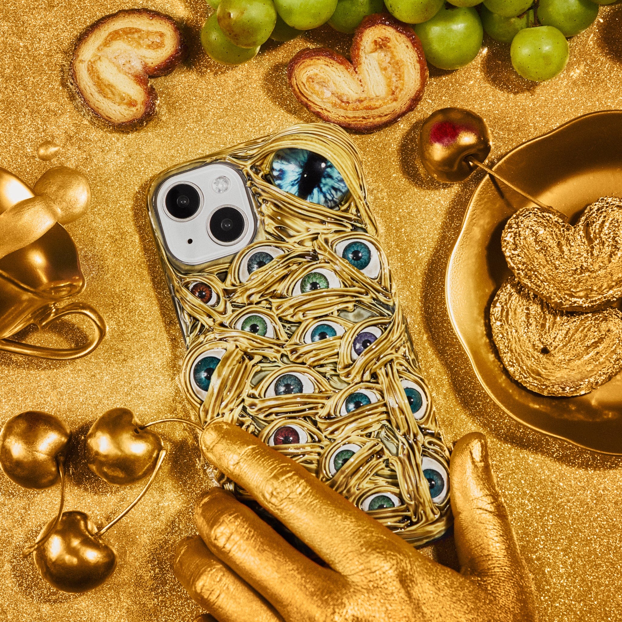 Gold Monster Eyes Handmade iPhone Case