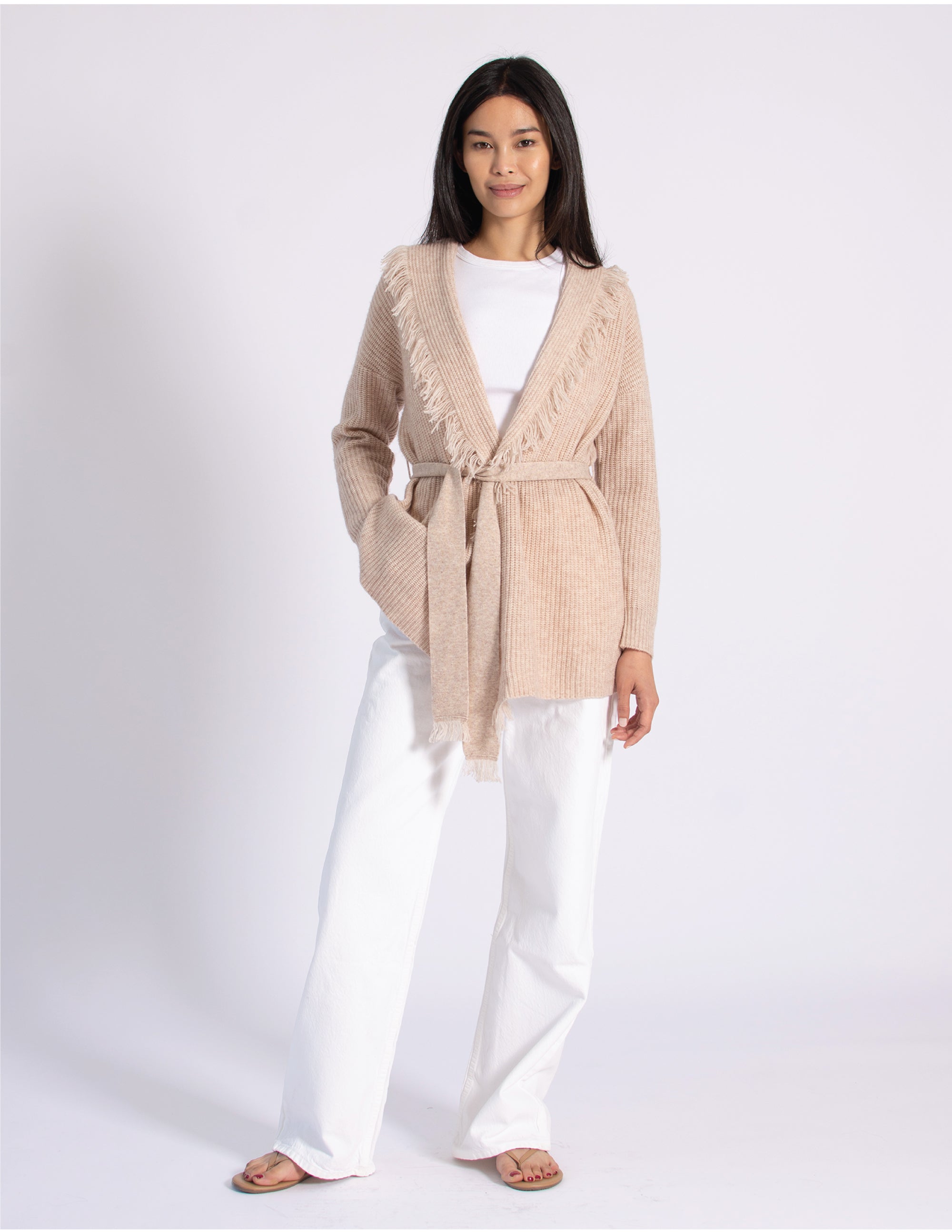 Fringe Wrap Duster Sweater