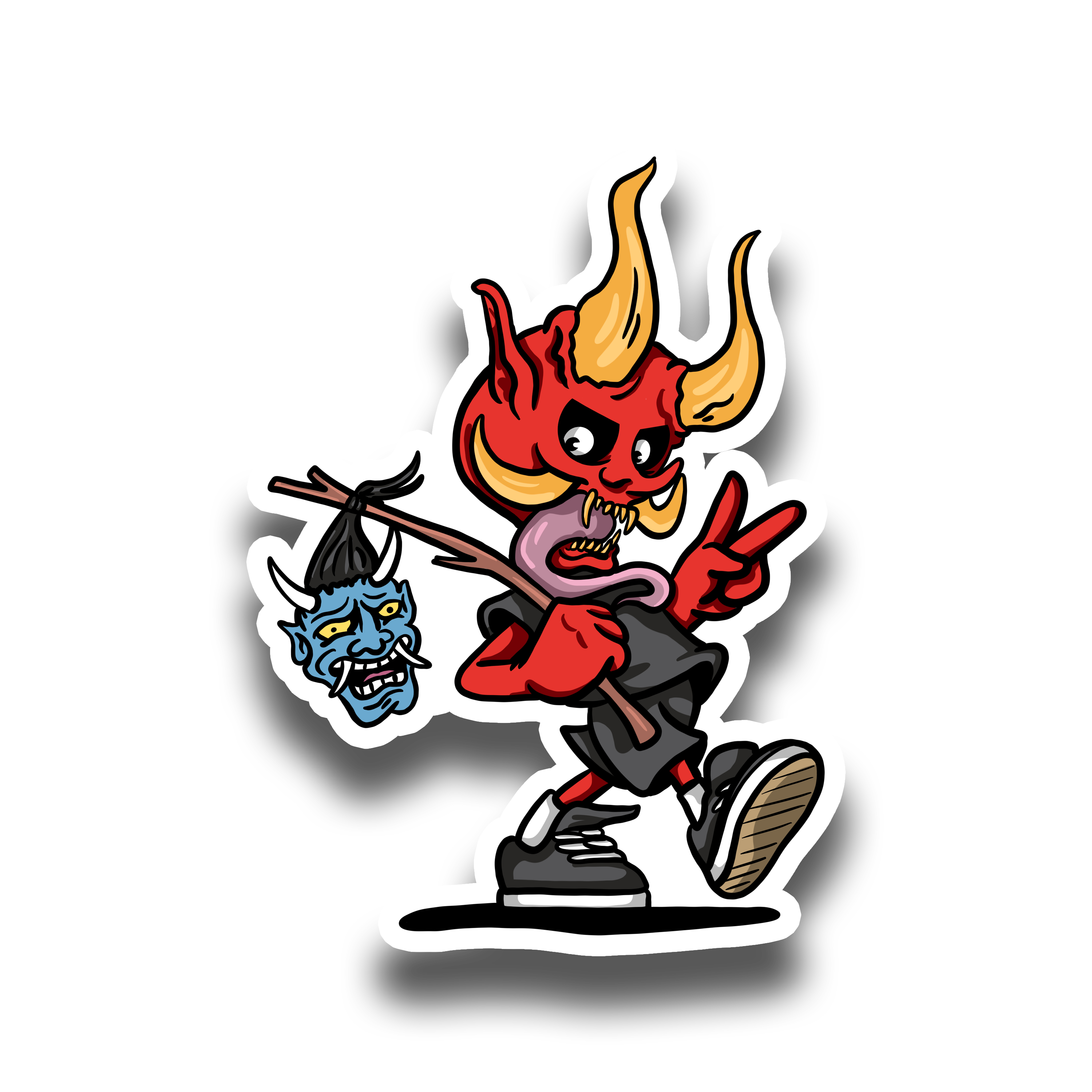 Peace Out Oni Sticker