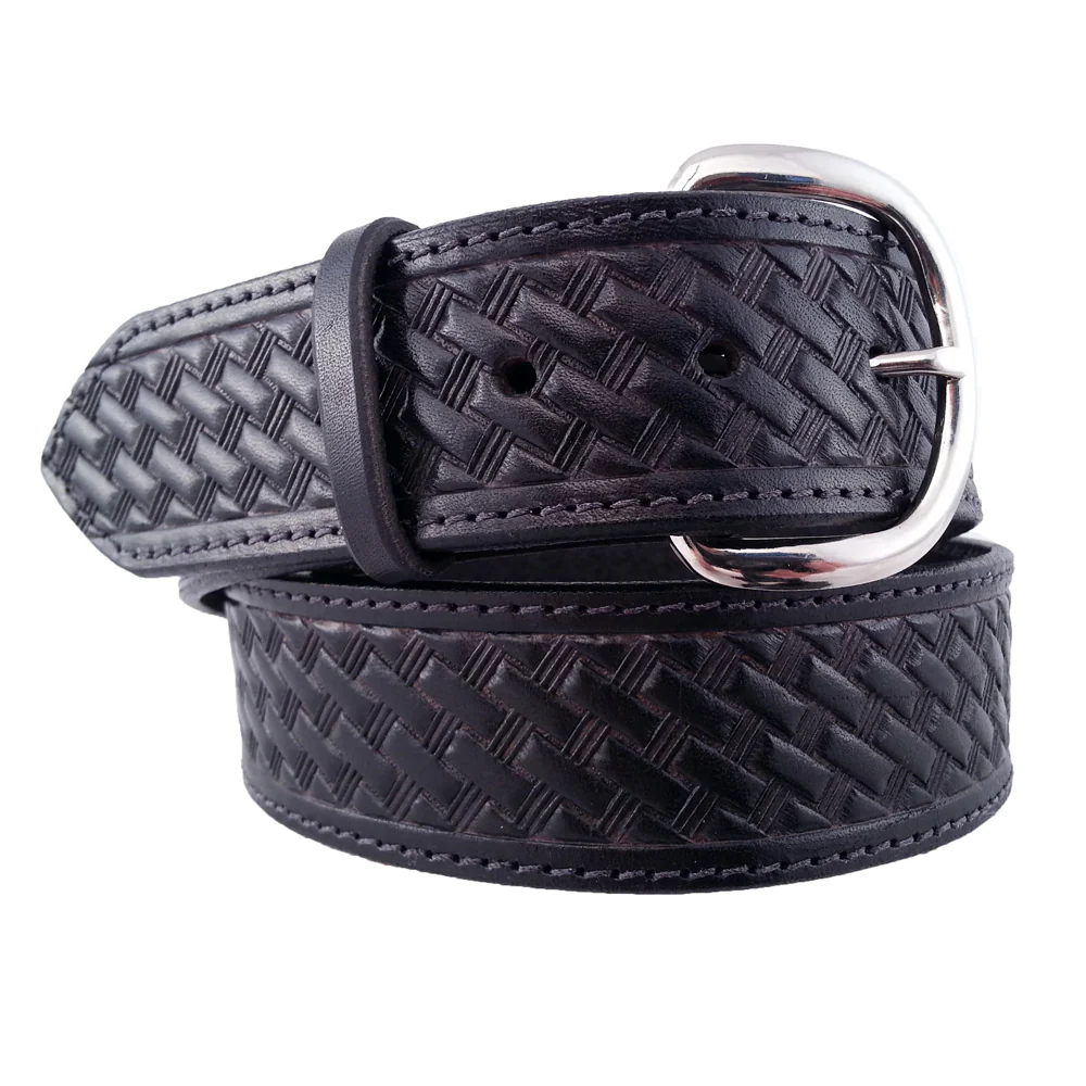 Basket Weave Embossed Leather Belt 727