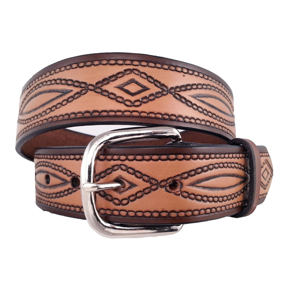 Rope Pattern Embossed Leather Belt 670