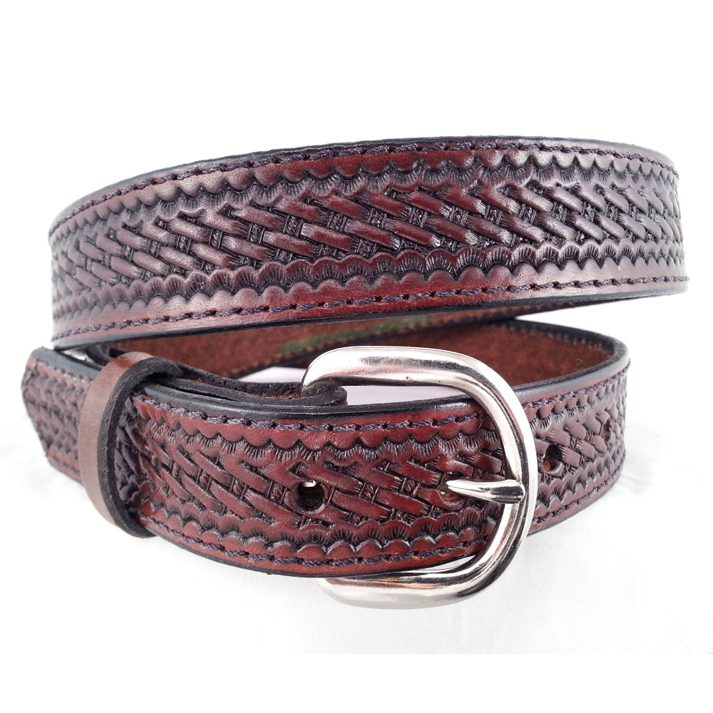 Basket Weave Embossed Leather Belt 525