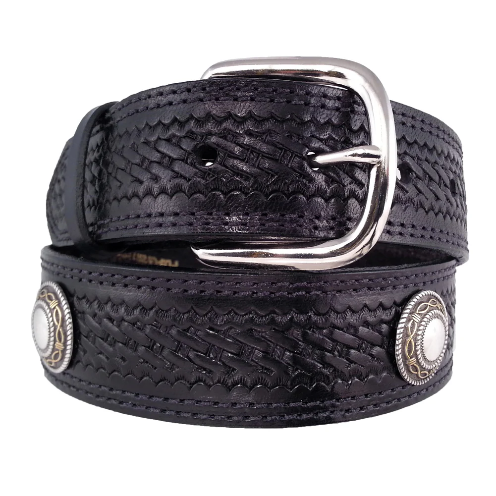 Basket Weave Embossed Concho Belt 625C