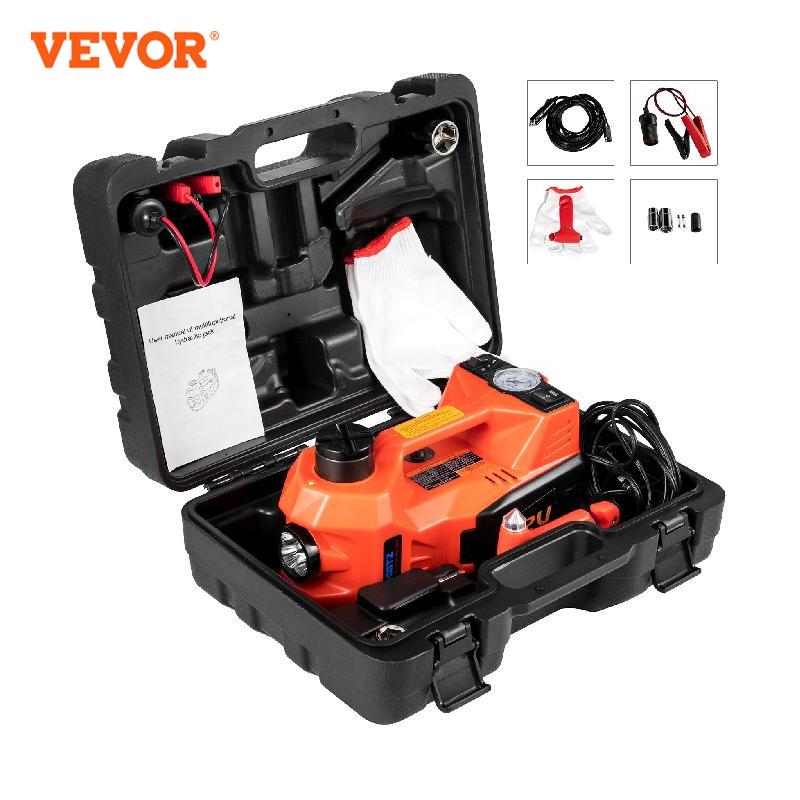 5-Ton Electric Hydraulic Car Jack Kit: Effortless Tire Lifting, Inflation, and Repairs on the Go with LED Light and Wrench - Your Ultimate Car Repair Companion!