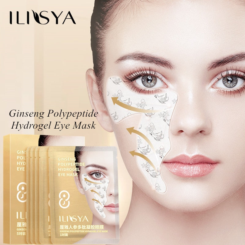 Ilisya Anti-Wrinkle Overnight Firming Eye Mask Ginseng Polypetide Hydrogel Moisturizing nasolabial folds Eye Patch 5 Pairs