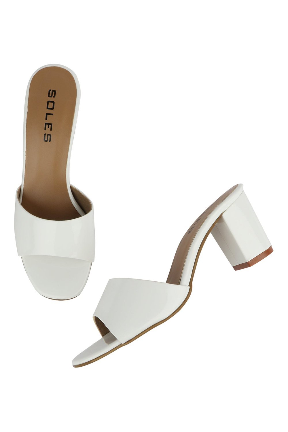 SOLES White Block Heels - Clean & Versatile Footwear